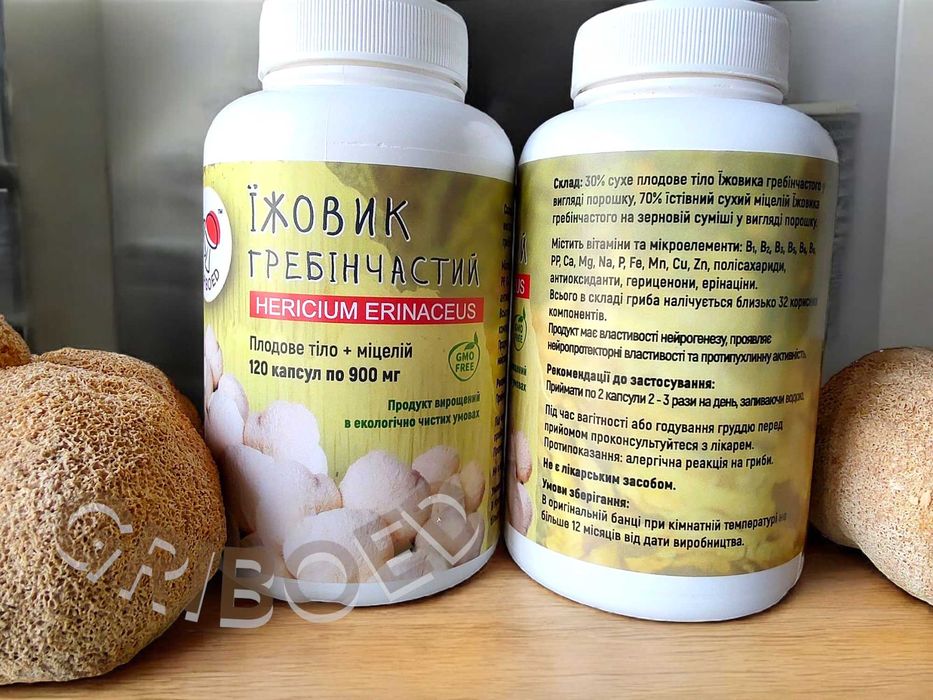 240 капсул (2 банки) ЕЖЕВИКА ГРЕБЕНЧАТОГО - двухмесячный курс!