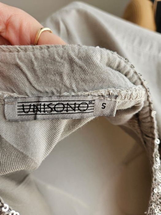 Koszula damska Unisono panterka cekiny bawełna rozmiar S beżowa