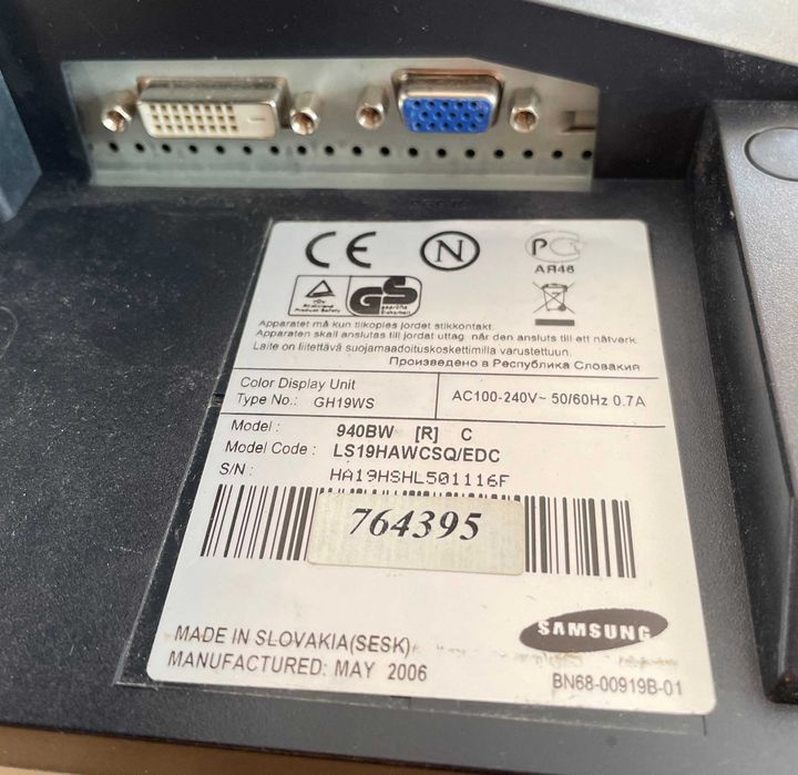 Monitor Samsung SyncMaster 940BW 19"