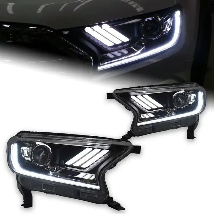 Ford Ranger 2016–2020 Reflektory Przednie LED Bi-Xenon HID DRL Angel Eyes Komplet