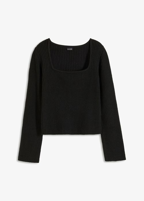 B.P.C sweter czarny dekolt karo prążkowany 52/54.