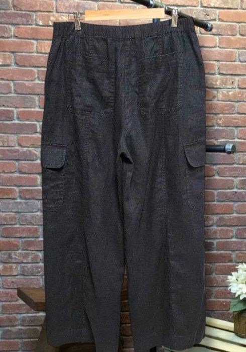 Широкие льняные карго-брюки в цвете графит Marks&Spencer, р. L/XL