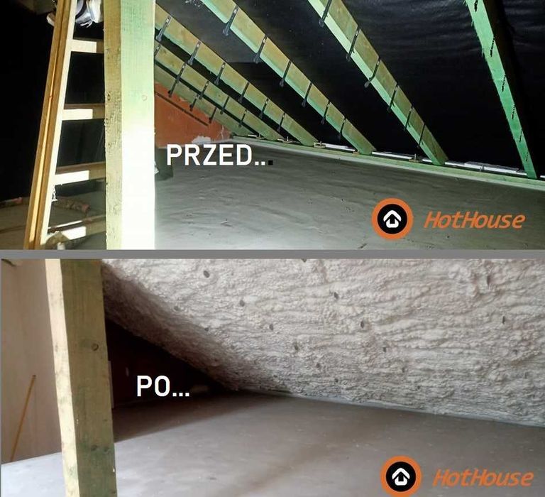 Ocieplenie Pianą PUR, Celulozą, poddasza, stropodachu, wiązarów