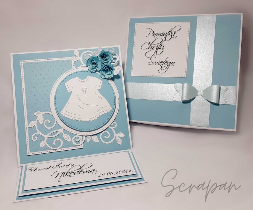 Kartka, pamiątka Chrztu Świętego, ręcznie robiona, personalizowana