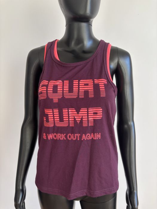 Fioletowa bluzka na ramiączkach bokserka wbudowany biustonosz stanik