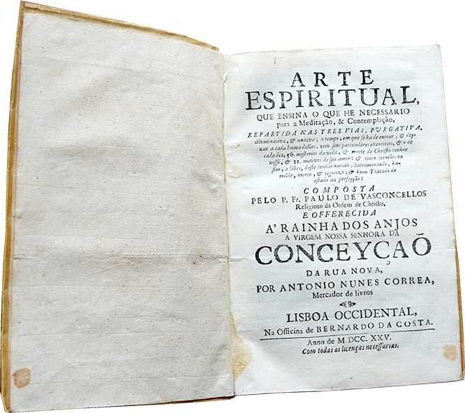 Livro Raro 1725 - Arte Espiritual - P. Fr. Paulo de Vasconcellos (Pergaminho)