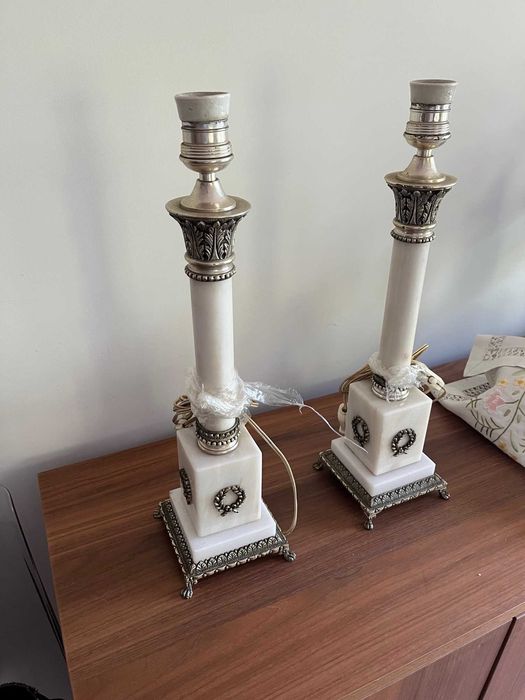 Candeeiro de Mesa em Mármore e Bronze