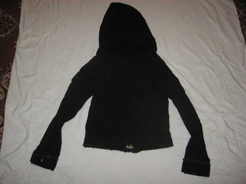 Kurtka katana czarna damska mała na zamek kaptur chowany 5 kieszeni XS