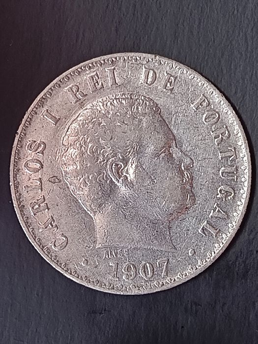 Portugal - 500 reis  1907 D. Carlos I Prata