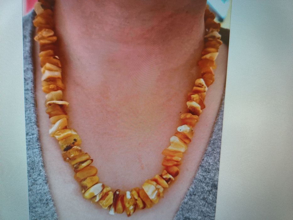 Naszyjnik z surowego Bursztynu z certyfikatem ręcznie wykonany