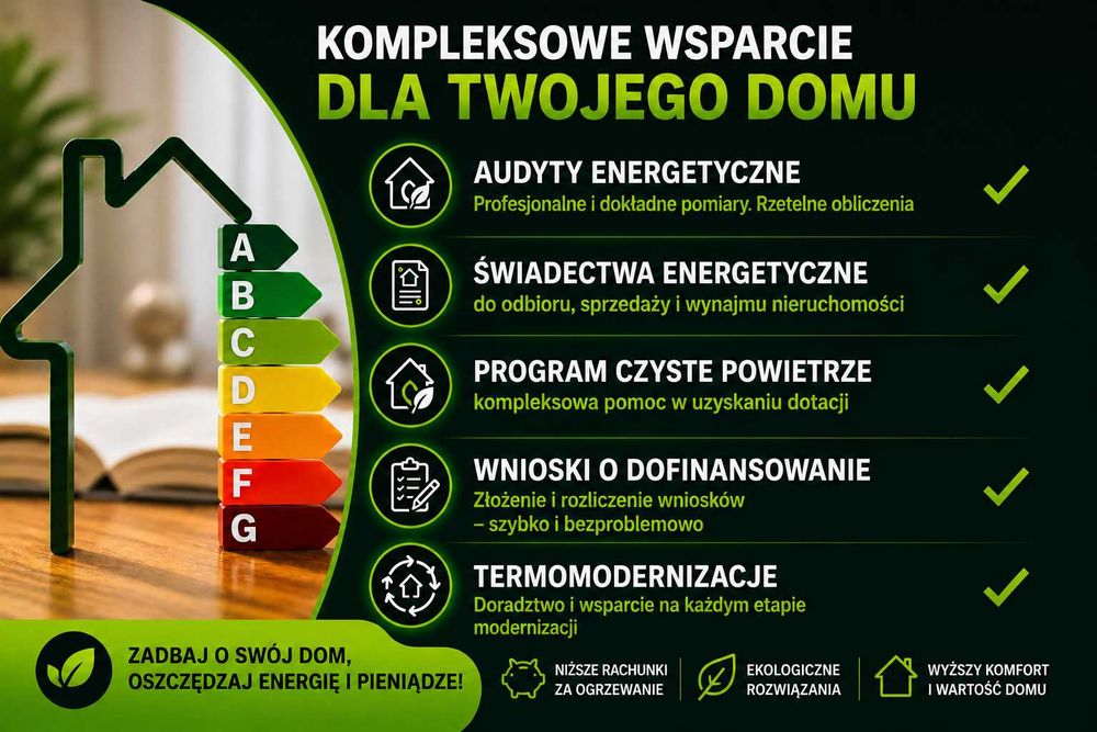 Audyt Energetyczny | Świadectwo Energetyczne | Czyste Powietrze | Termomodernizacja | Mikroretencja (Moja Woda)