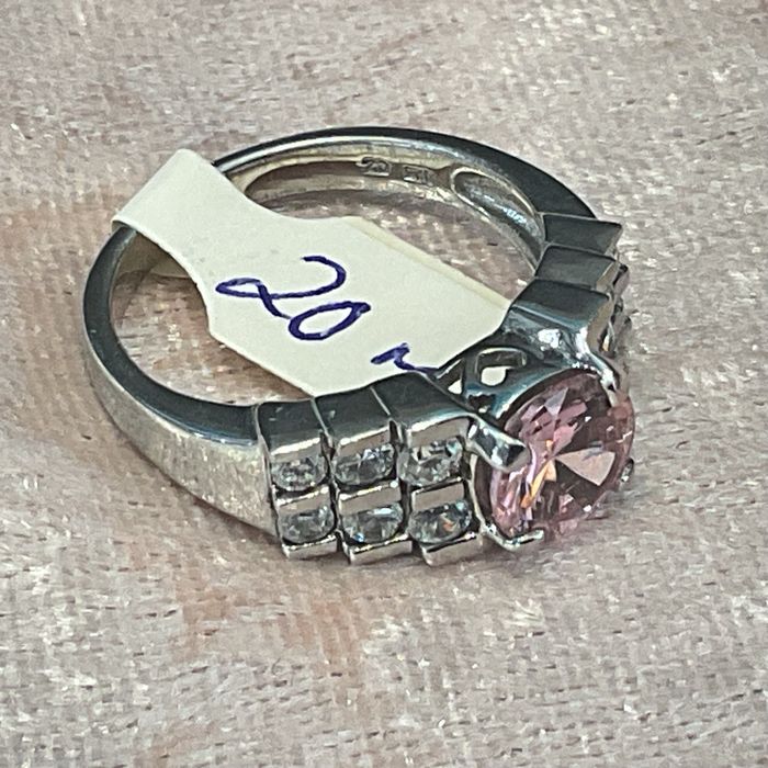 Anel prata 925 ,rosa brilhantes ,20 mm