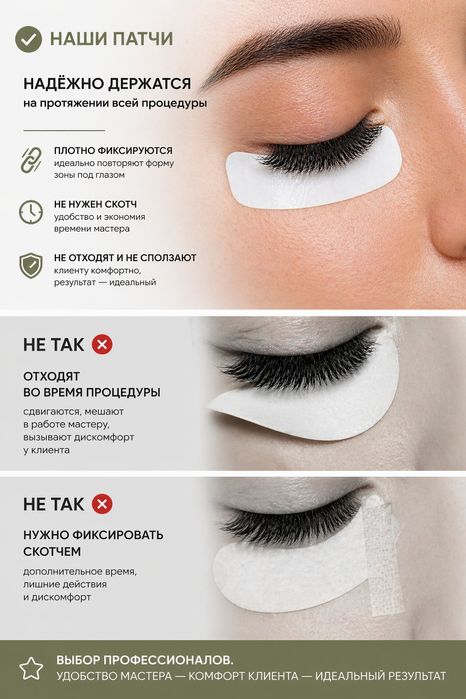Патчи под глаза для наращивания ресниц | Не нужен скотч | 120 грн. 100 пар