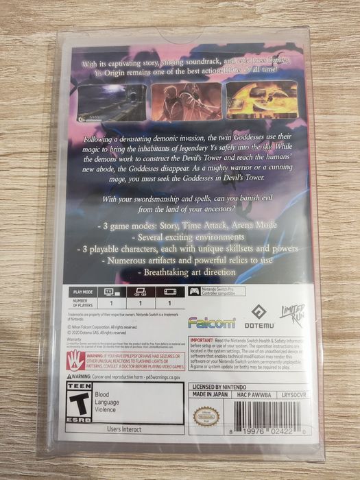 Ys origin nintendo switch selado