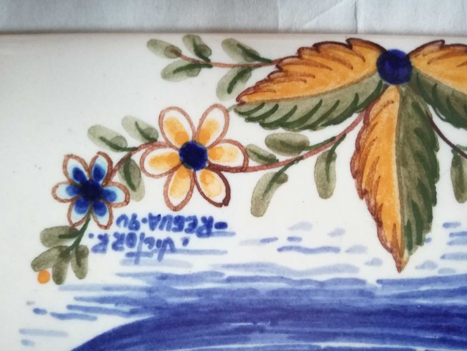 Azulejo de coleção, pintado à mão "barco do rio Douro"
