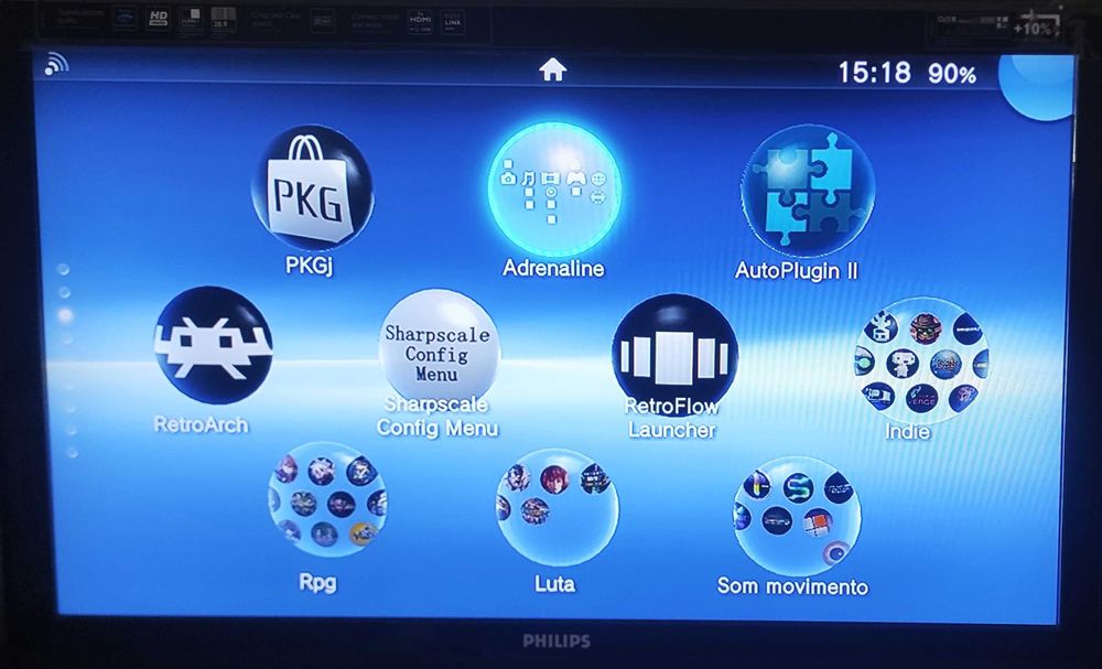Playstation TV - Desbloqueada - Cartão 256GB - Comando PS3