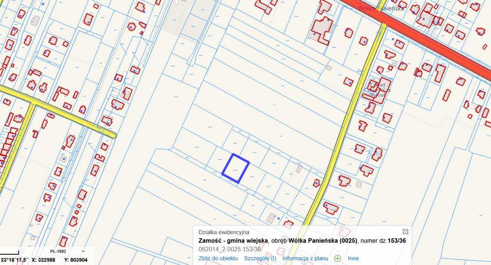 Działka budowlana Wólka Panieńska gm. Zamość