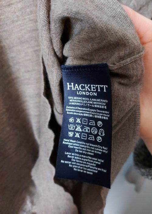 Wełniany beżowy toupe sweter Hackett 100% wełna merino wool