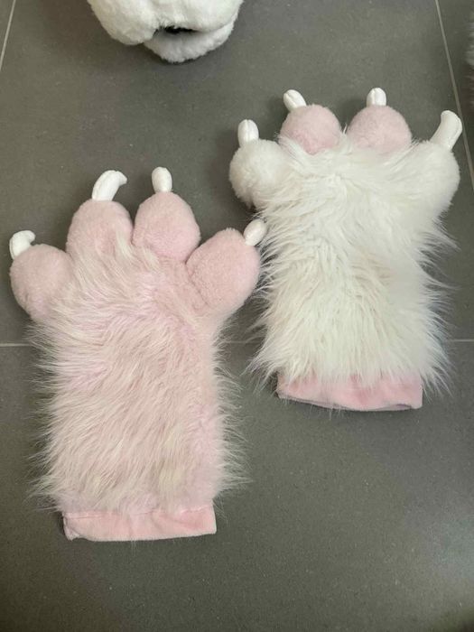 Furry head mask rozowy wilk