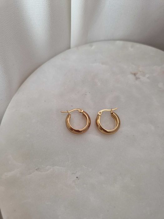 Złote kolczyki szerokie koła stal chirurgiczna Gloss Gold