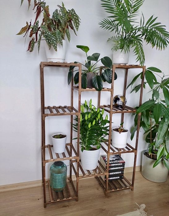 Drewniany kwietnik stojak na kwiaty regał loft wielopoziomowy