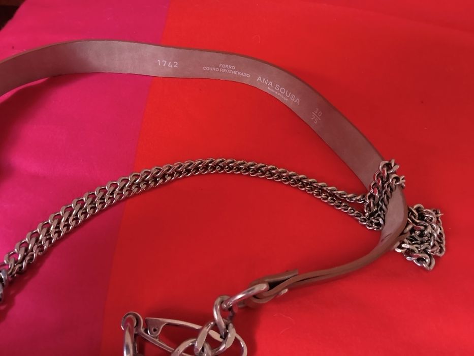 Cinto Ana Sousa em Couro regenerado com Corrente - Camel