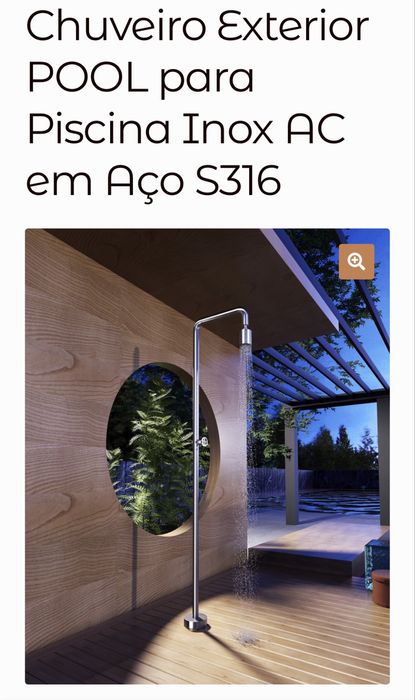 Chuveiro Exterior POOL para Piscina Inox AC em Aço S316
