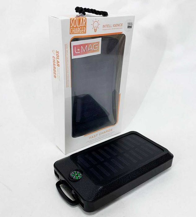 Повербанк PowerBank 18000 mAh з ліхтар з сонячною панеллю батареї