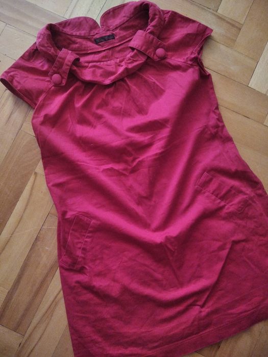 Czerwona trapezowa sukienka tunika mini Miss 36/38 tetro