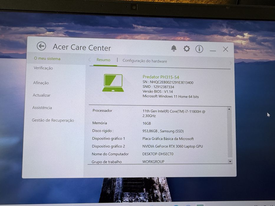 Portátil Gamer Acer Predator Helios 300 – i7 11ª Gen | RTX 3060 6GB