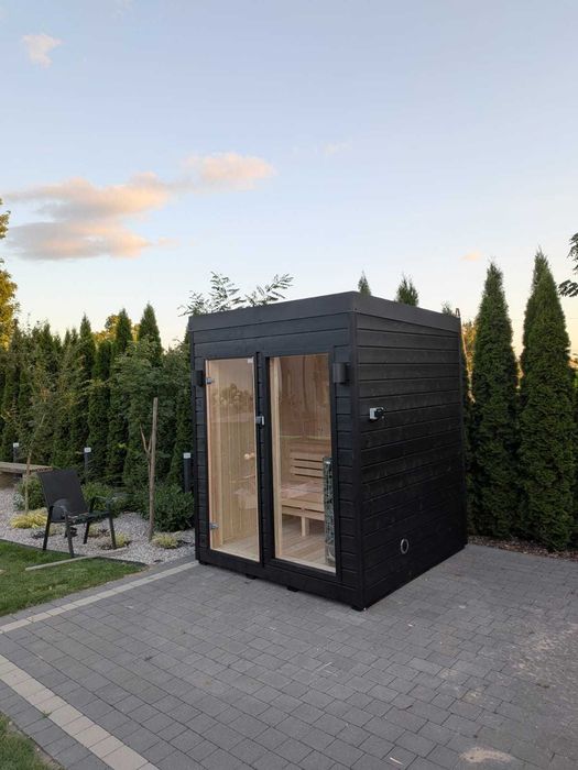 Ogrodowa Sauna Sucha Fińska Nowoczesna Olaya ,,7" 2,0x2,0 Witryna + Ocieplana + Piec