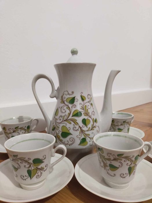 Porcelana, sygnatura, komplet kawowy Vintage, zestaw kawowy PRL