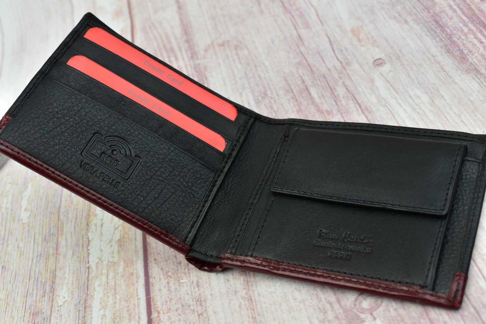 Portfel męski skórzany Pierre Cardin Nero Rosso