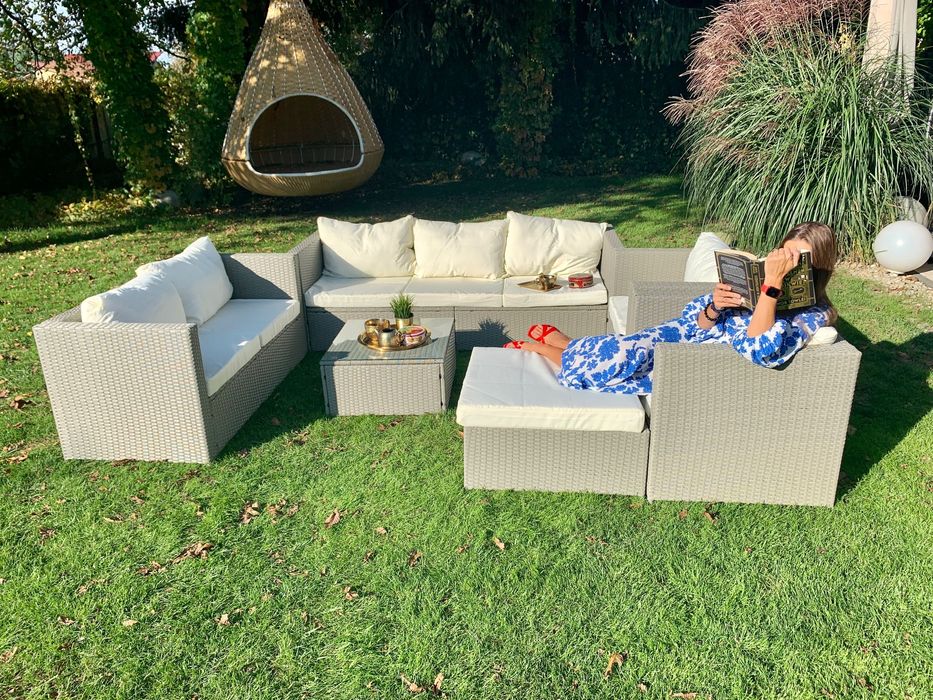 zestaw technorattan Torino 2x poszewki sofa pufa fotel