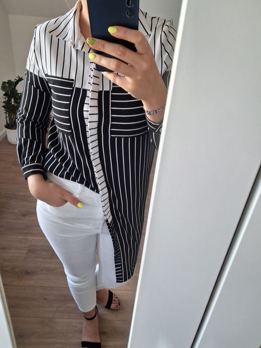 Długa koszula elegancka tunika do pracy biura itp