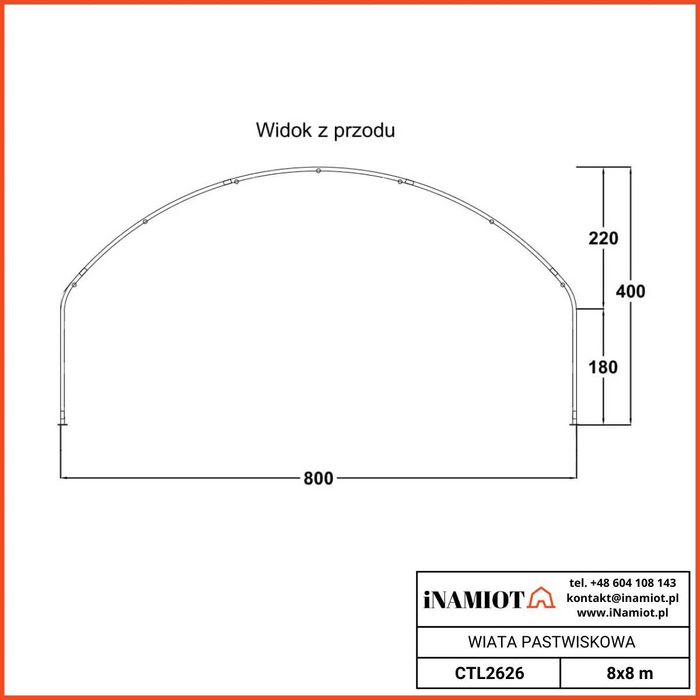 NOWA wiata pastwiskowa dla zwierząt 8x8m, OCYNK, plandeka PVC