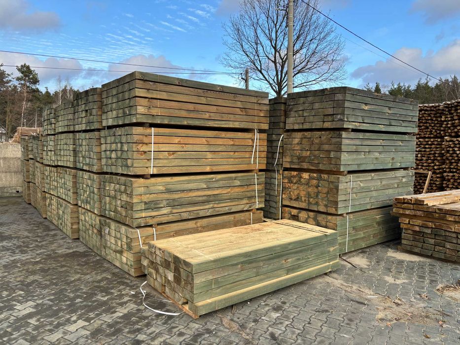 Nowe Podkłady Ogrodowe Palisady Belki Obrzeża Impregnowane Ciśnieniowo