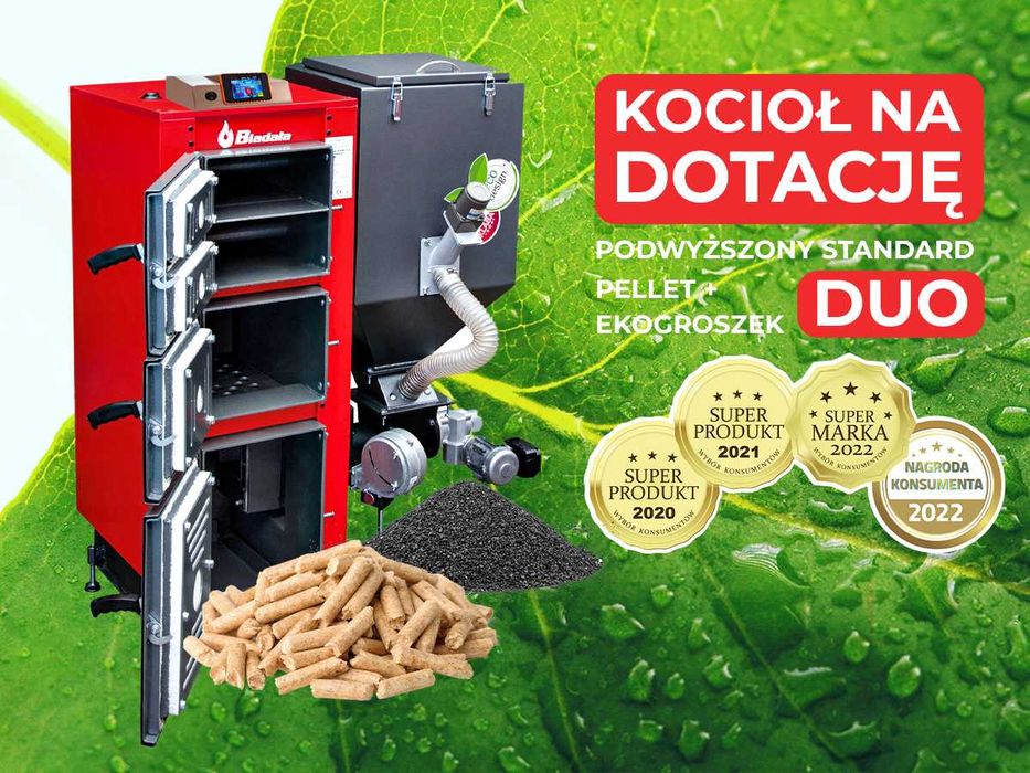 Piec, kocioł C.O. Ekopel 10 kW DUO na PELLET + ekogroszek 5 KLASA