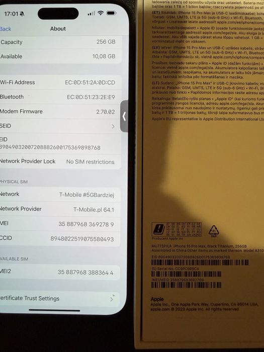 Iphone 15 pro max 256 gb