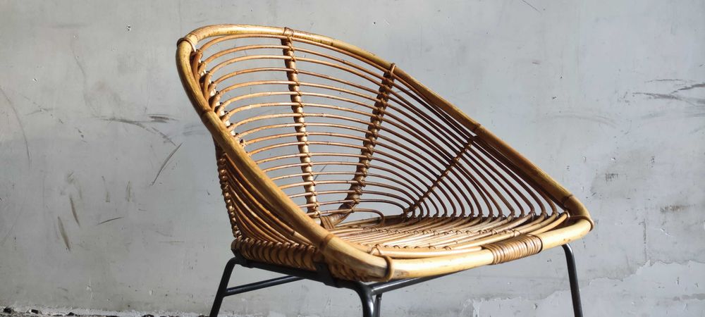 Fotel rattanowy,lata 60