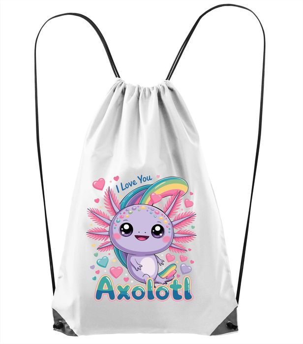 worek plecak do przedszkola szkoły na buty kapcie, kolorowy aksolotl