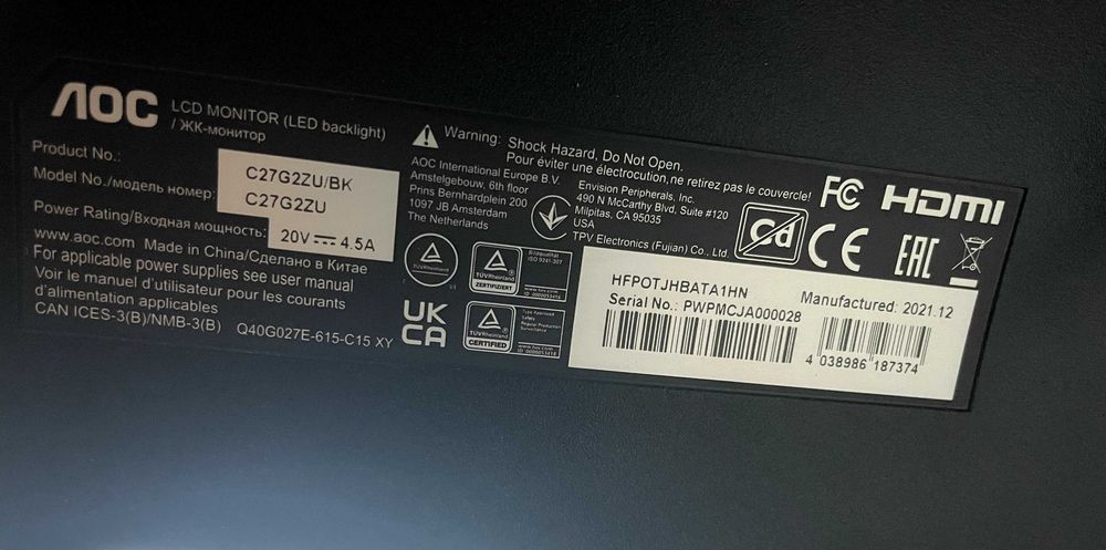 AOC G2 C27G2ZE 27 240hz