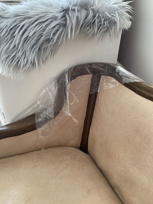 Stylizowana Sofa Kanapa Lezanka drewniana / skora / drewno / drzewo