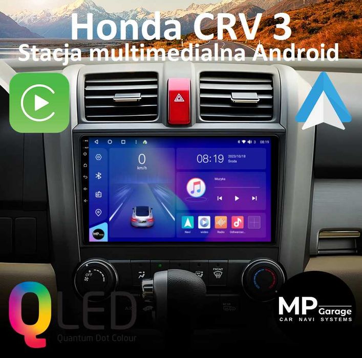 Radio Nawigacja Android Honda CRV 4G LTE CarPlay/AA Qled Montaż