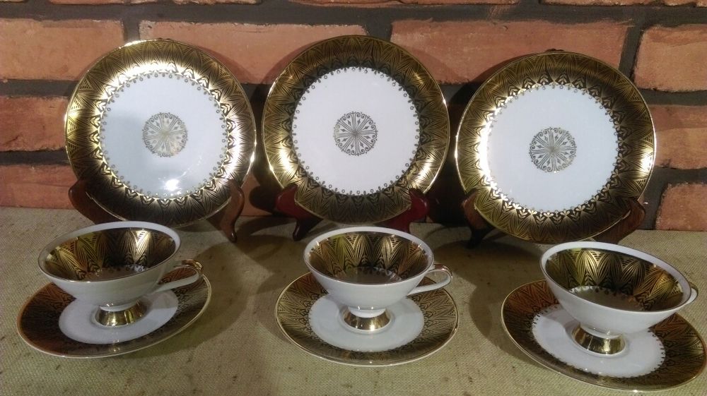 TRIO Winterling MARKTLEUTHEN, Porcelana Bavaria, Złocone