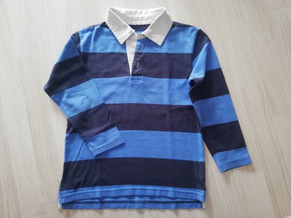 Pólo criança riscas azul - tam./ 122cm - usado