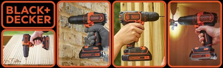 Black Decker Wiertarko Wkrętarka Udarowa 18v Bdchd18k1b2 2x 2,0ah 40nm