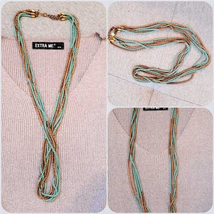 Turkusowo złoty naszyjnik długi