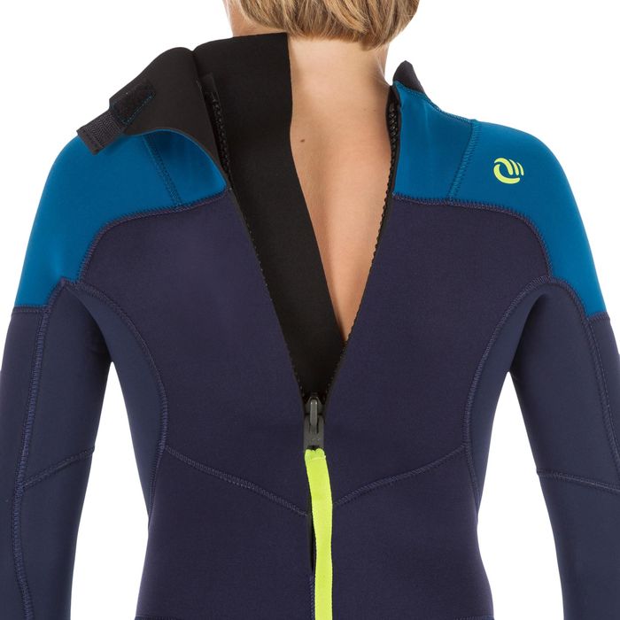 Fato de Surf 500 Neoprene 4/3 mm Criança Azul Amarelo