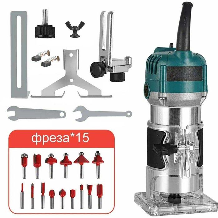 Фрезер по дереву 800W Фрезерный станок Фрезер верстат + 15 фрез